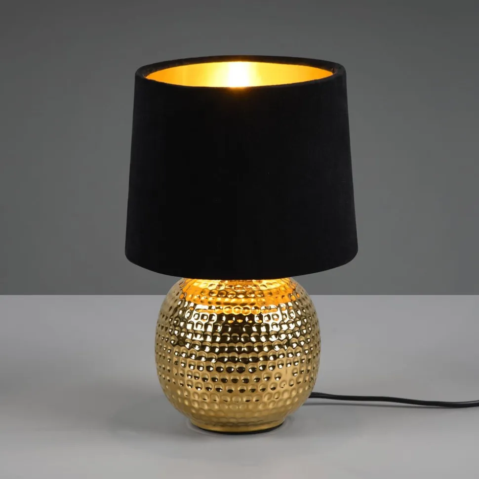 Sophia bordlampe med keramisk fod, sort/guld