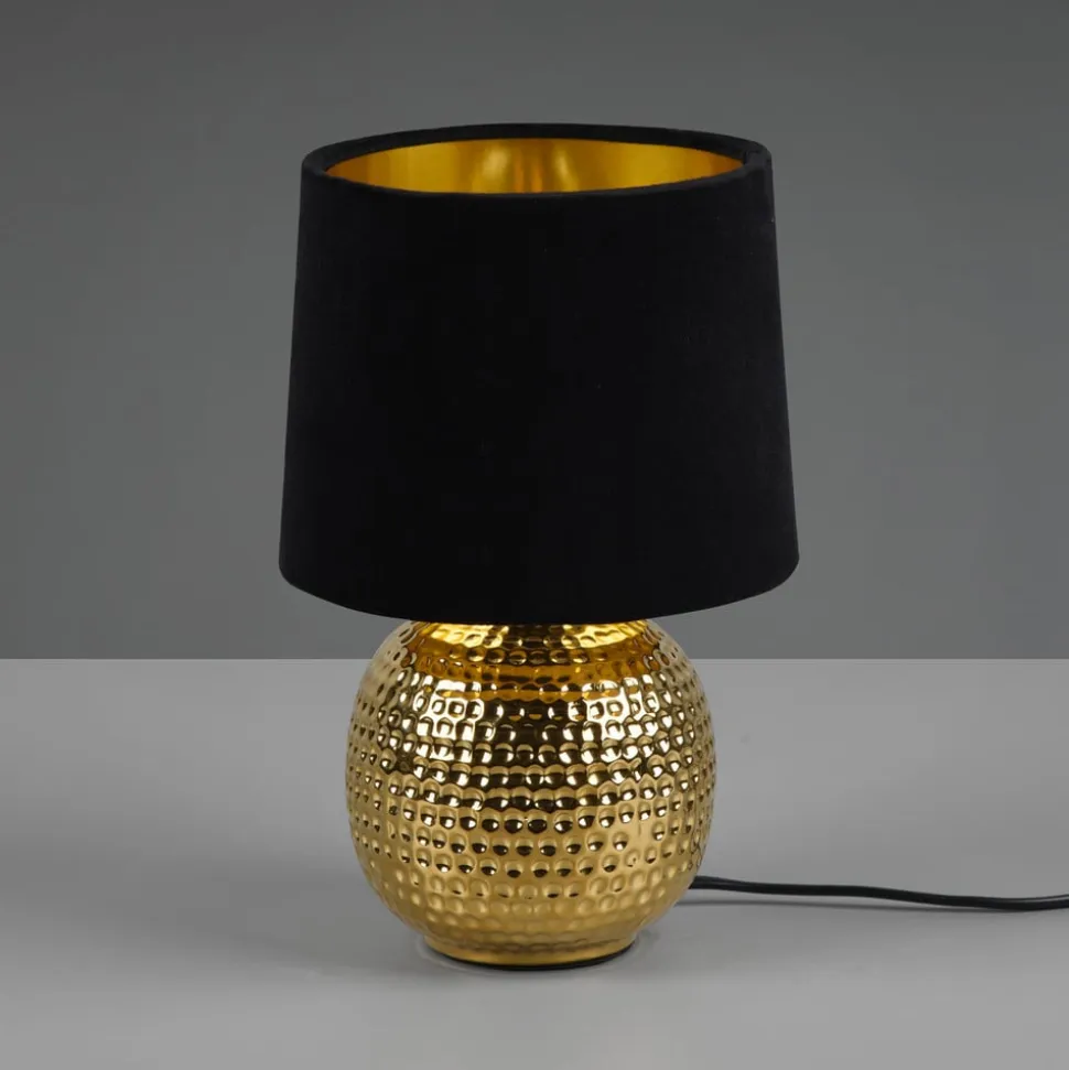 Sophia bordlampe med keramisk fod, sort/guld