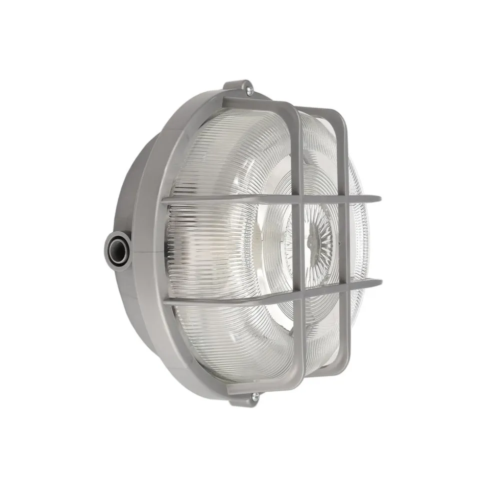 Sotano Retro lampe til vådrum, grå, Ø 18 cm, plast IP44