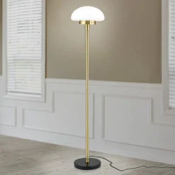 Sparta gulvlampe, sort/messing, glas, marmor, 148 cm