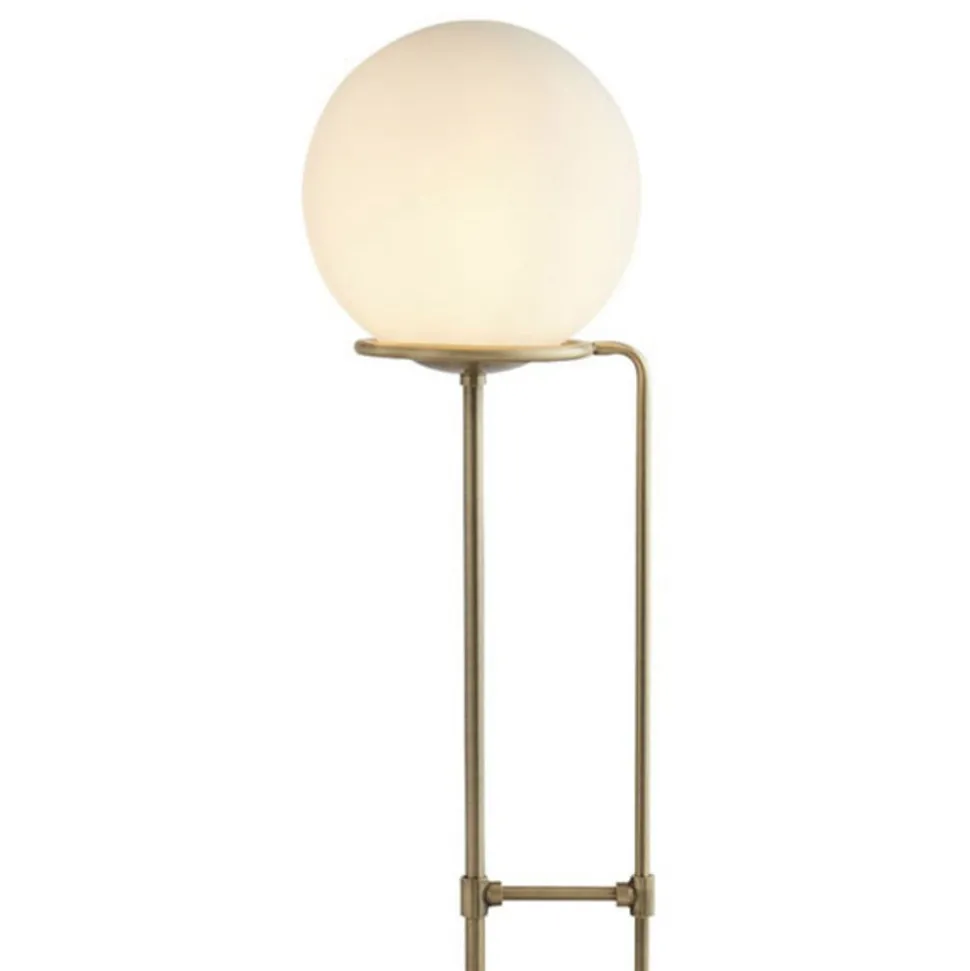 Sphere gulvlampe, antik messing, med glaskugle