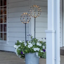 Sphere LED-lampe med jordspyd, sort, metal, sæt med 2 stk