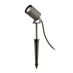 Spot med jordspyd Spiky, Ø 6 cm, grå, drejelig, IP65, GU10