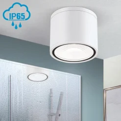 Sputnik LED-loftspot, IP65, Ø 14,5 cm, hvid