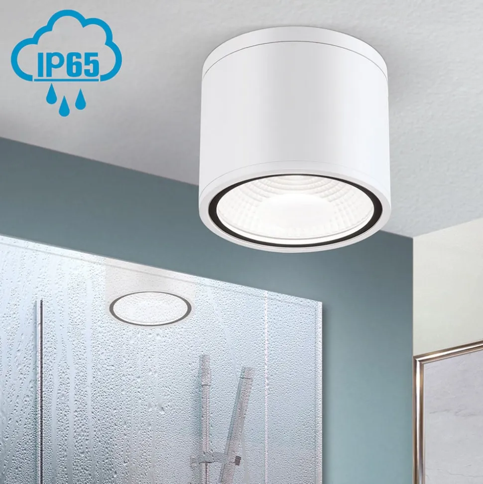Sputnik LED-loftspot, IP65, Ø 14,5 cm, hvid