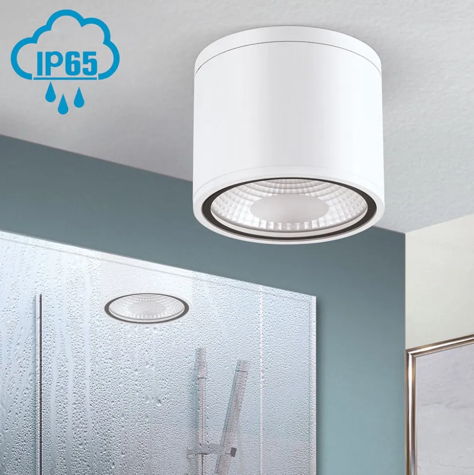 Sputnik LED-loftspot, IP65, Ø 14,5 cm, hvid