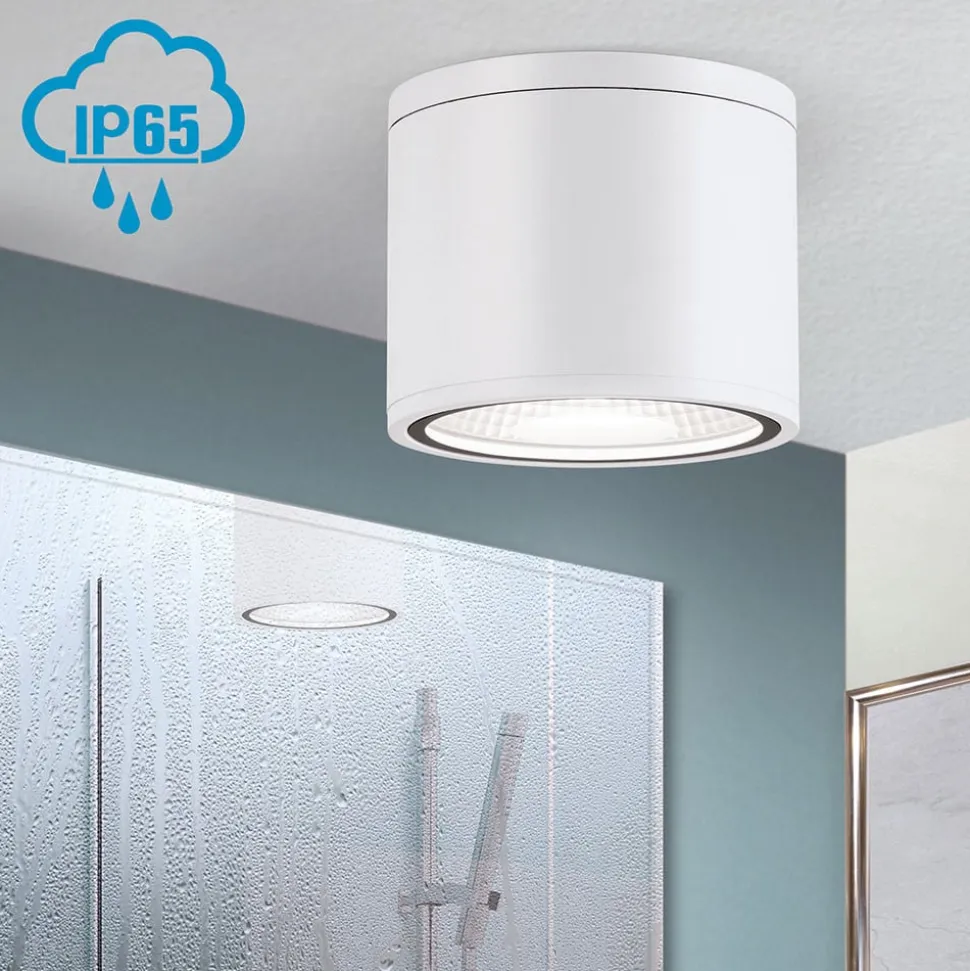 Sputnik LED-loftspot, IP65, Ø 14,5 cm, hvid