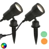 sæt med 2 - LED-lampe med jordspyd Terra m. farvefiltre