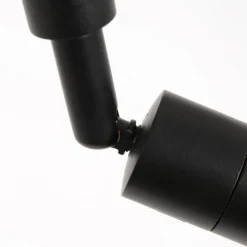 Stang gulvlampe, LED-læselampe, sort/naturlig fletværk