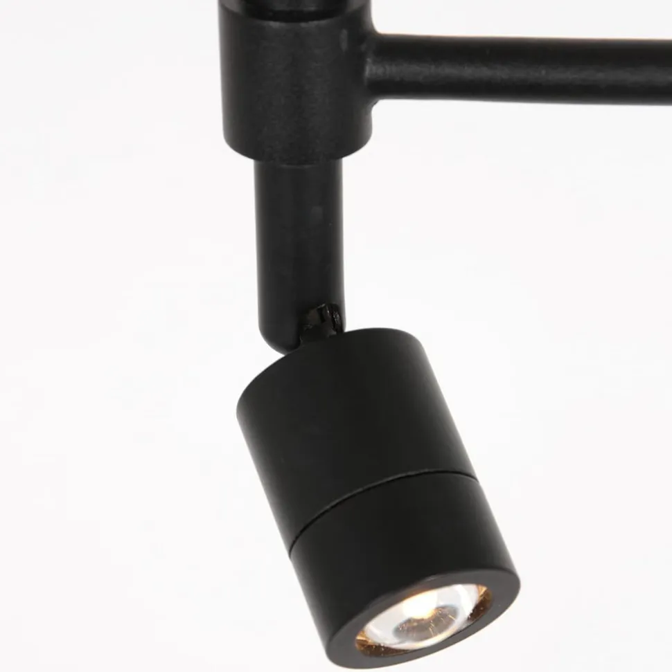 Stang gulvlampe, LED-læselampe, sort/naturlig fletværk