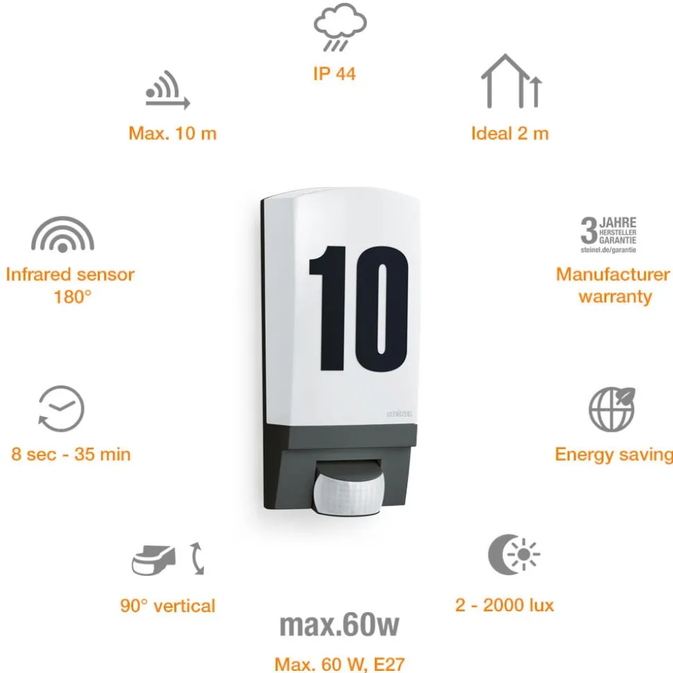 STEINEL L 1 husnummerlampe med sensor sort