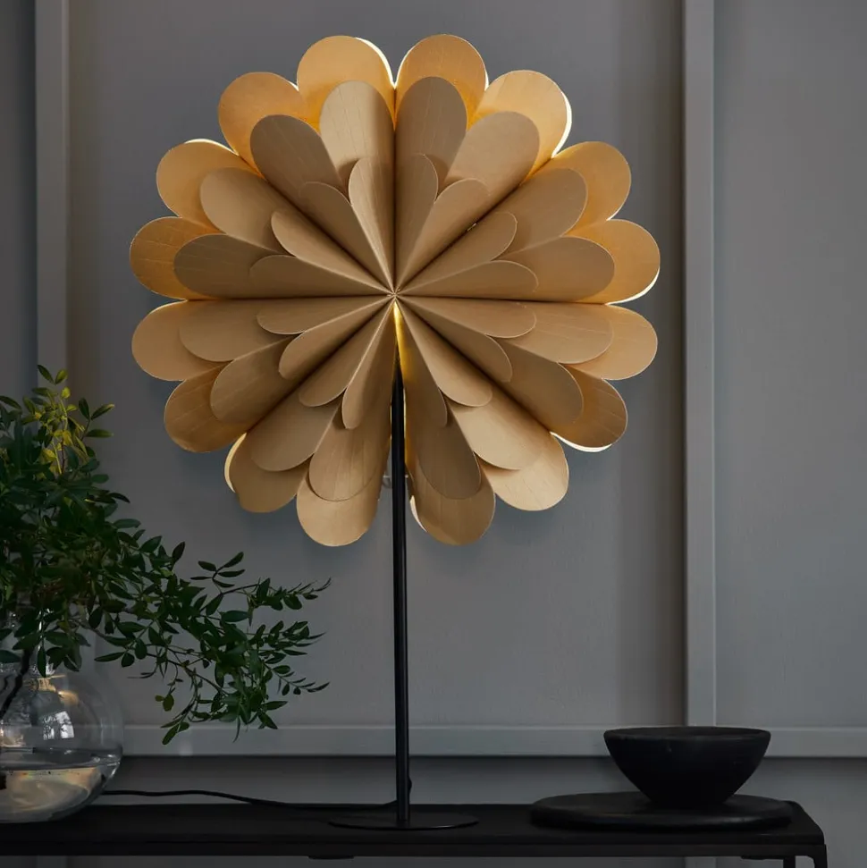 Stående stjerne Maravilla, guld/sort Højde 68 cm