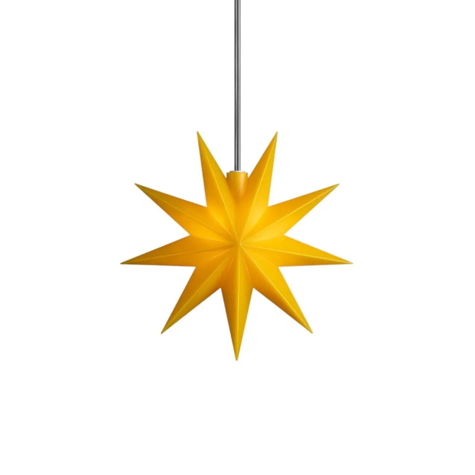 STERNTALER LED-stjerne, gul, Ø 11 cm, 9 takker, IP44 batteri
