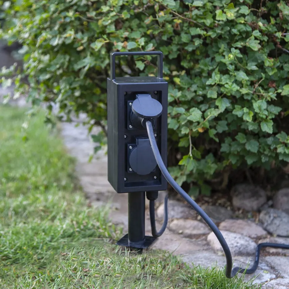 Stikdåse med stik-kabel, jordspyd