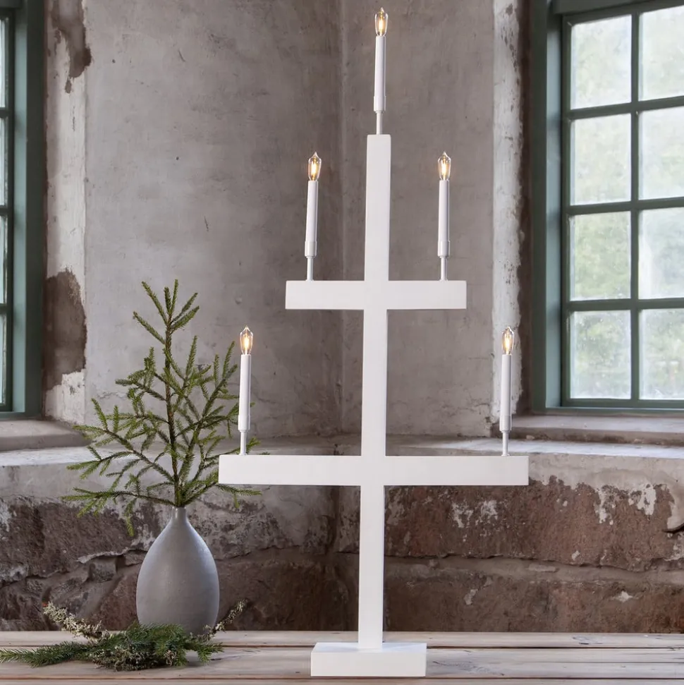 Storm vinduesstage, 5 lyskilder, 118 cm, hvid