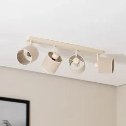 Suerte loftlampe, cremehvid, hørtekstil, 4 lyskilder