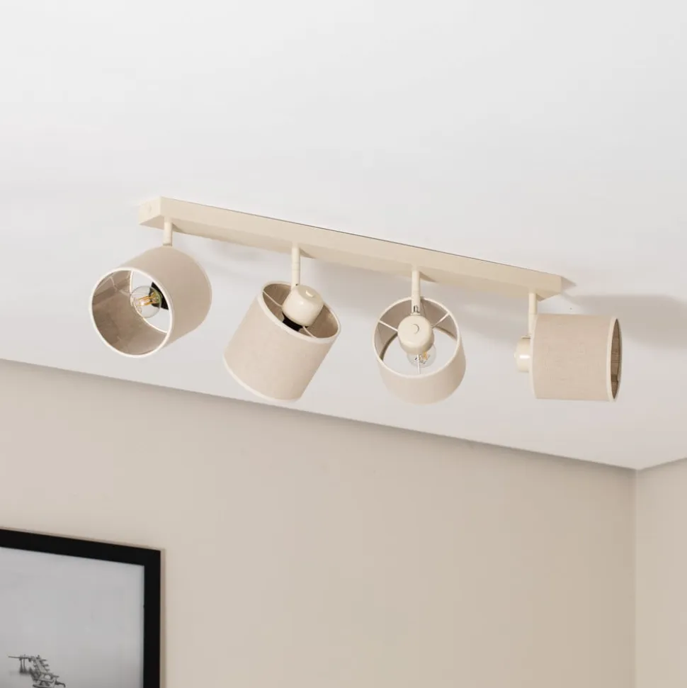 Suerte loftlampe, cremehvid, hørtekstil, 4 lyskilder