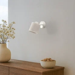 Suerte væglampe, cremehvid, hørtekstil, 18 cm høj, E14