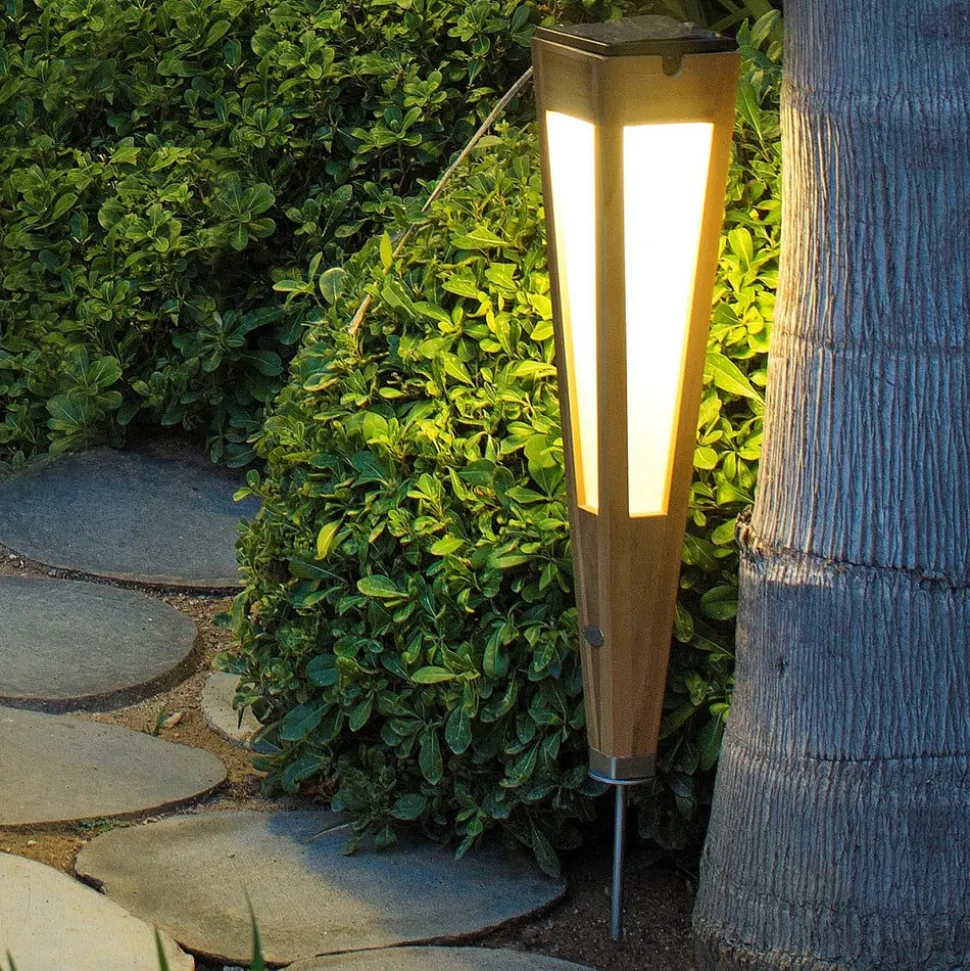 Tecka LED-solcellelampe med sensor, 52 cm, teak
