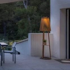 Tecka sol-gulvlampe med sensor, teak