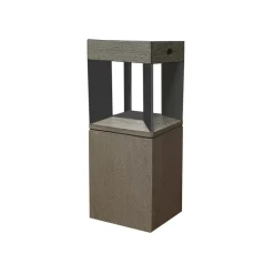 Teckalu LED-sokkellampe solcelle sensor teak/sort