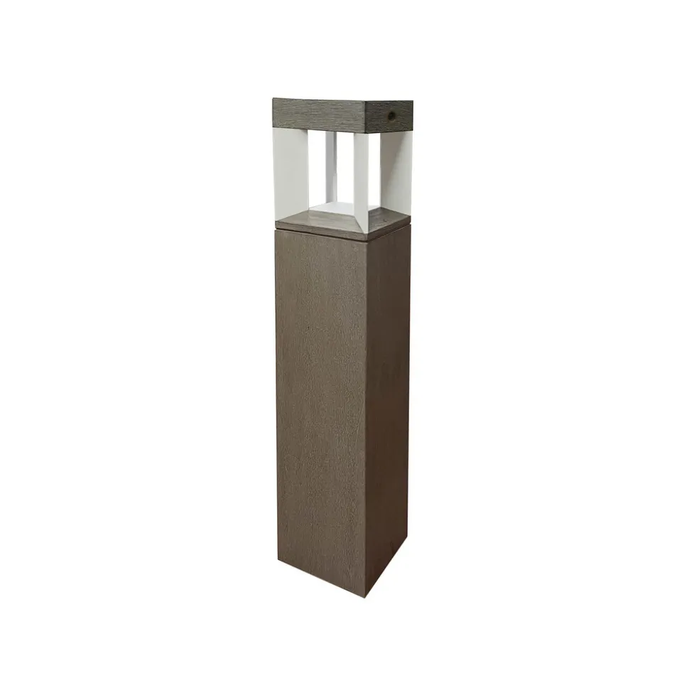 Teckalu LED-vejlampe solcelle sensor teak/hvid