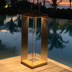 Teckinox LED-solcellelanterne, teak/stål, 65,5 cm