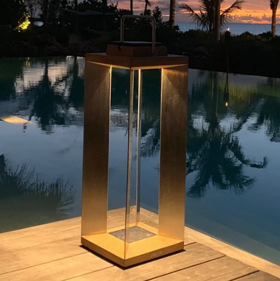 Teckinox LED-solcellelanterne, teak/stål, 65,5 cm