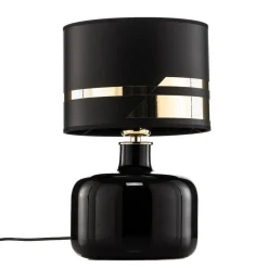 Tekstil bordlampe Bodo, sort-guld