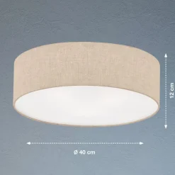 Thor loftslampe i tekstil, sand, Ø 40cm