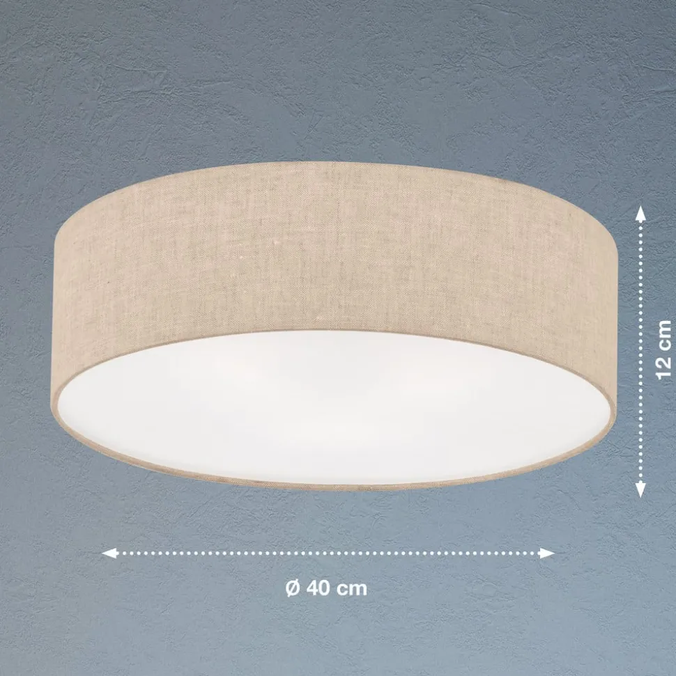 Thor loftslampe i tekstil, sand, Ø 40cm