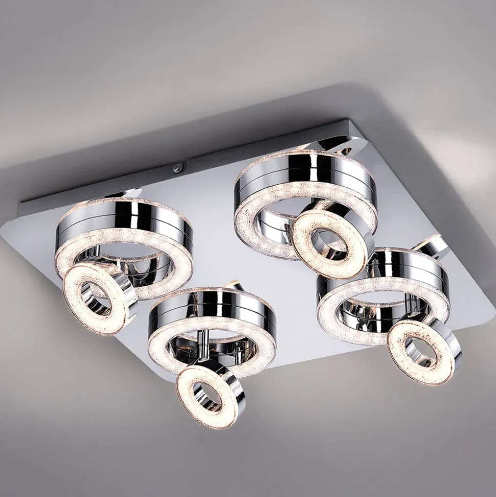 Tim kvadratisk LED-loftlampe, med 8 ringe