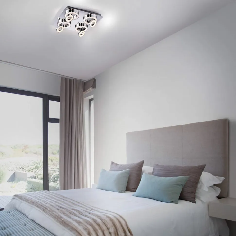 Tim kvadratisk LED-loftlampe, med 8 ringe