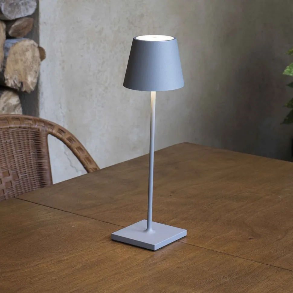 Toc LED-bordlampe med USB-oplader, IP54, grå