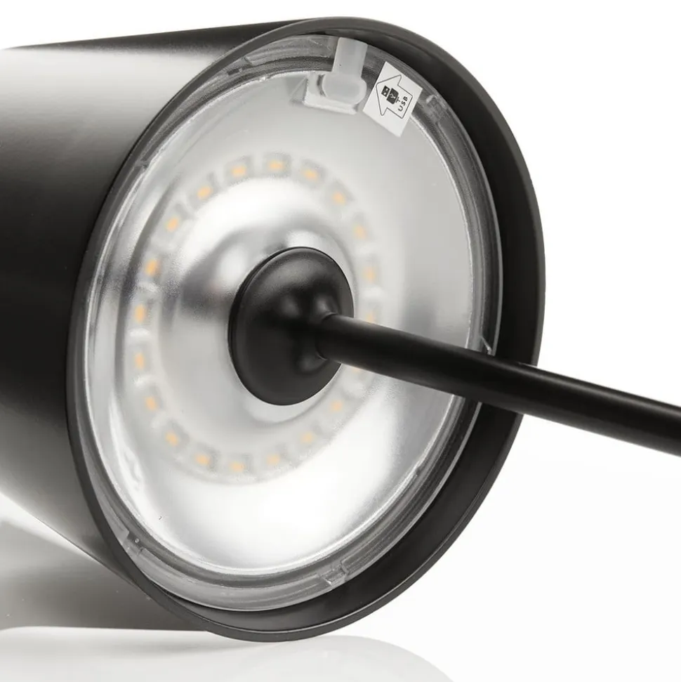 Toc LED-bordlampe med USB-oplader, IP54, sort