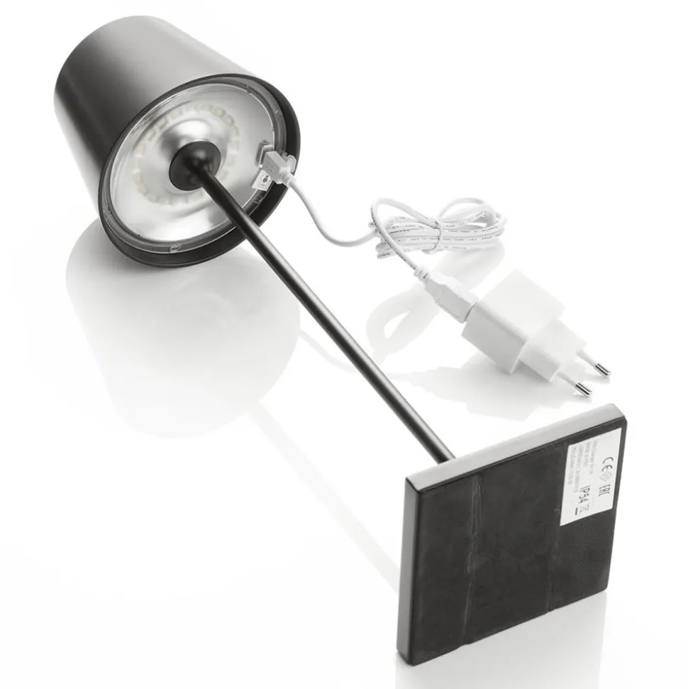 Toc LED-bordlampe med USB-oplader, IP54, sort