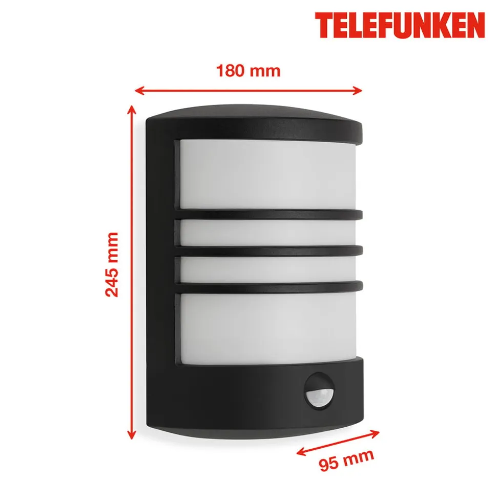 Toledo udendørs LED-væglampe, sensor, sort 4.000 K