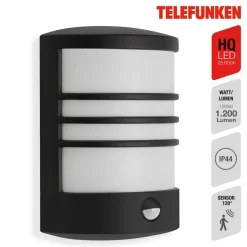 Toledo udendørs LED-væglampe, sensor, sort 4.000 K