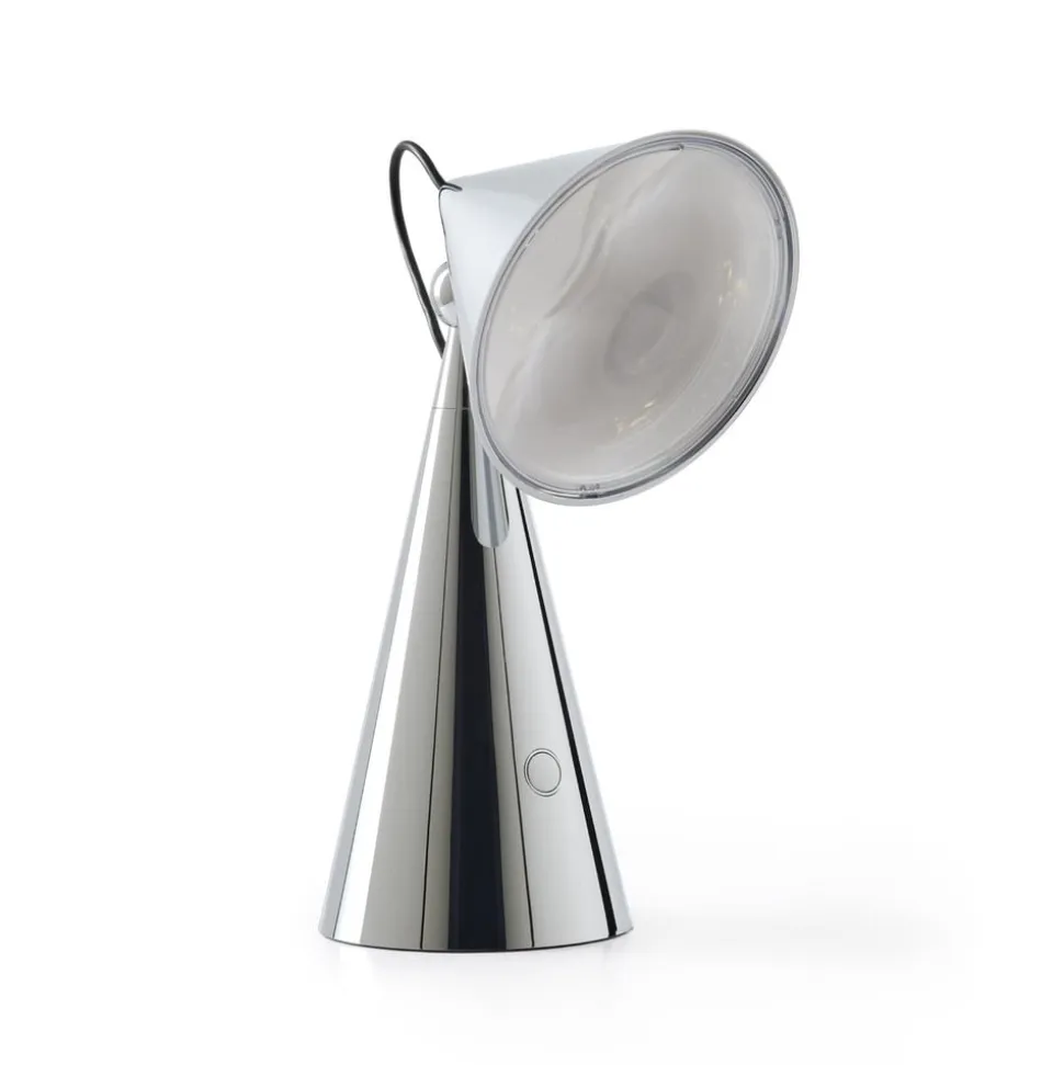 Tom Dixon LED-bordlampe Pose, sølvfarvet, højde 25 cm