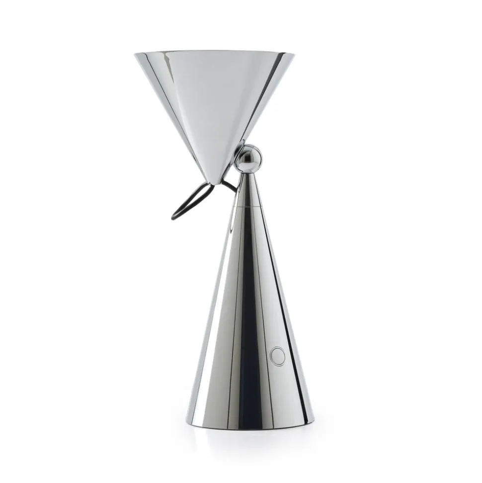 Tom Dixon LED-bordlampe Pose, sølvfarvet, højde 25 cm