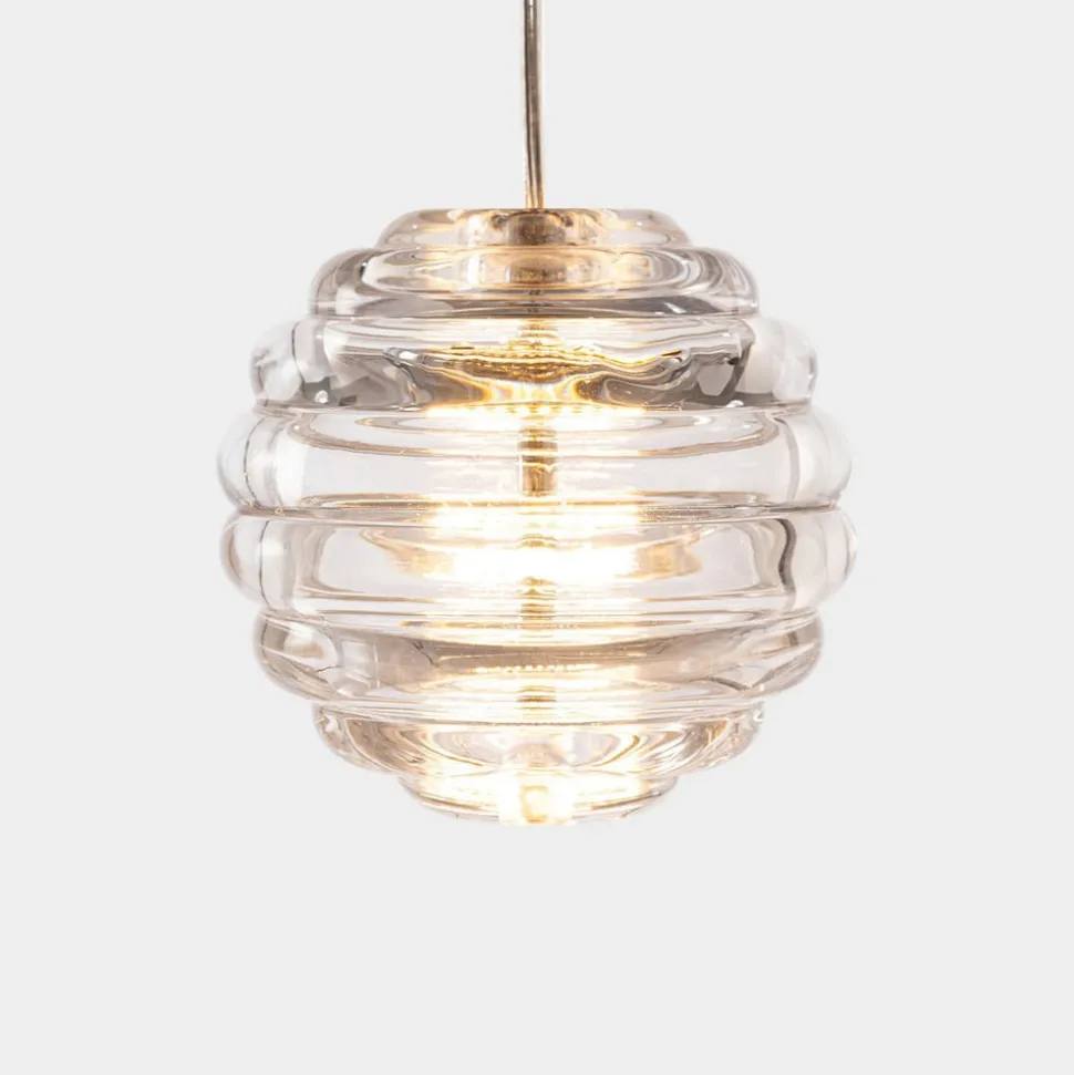 Tom Dixon LED-hængelampe Press Sphere, klar, Ø 14 cm, 927