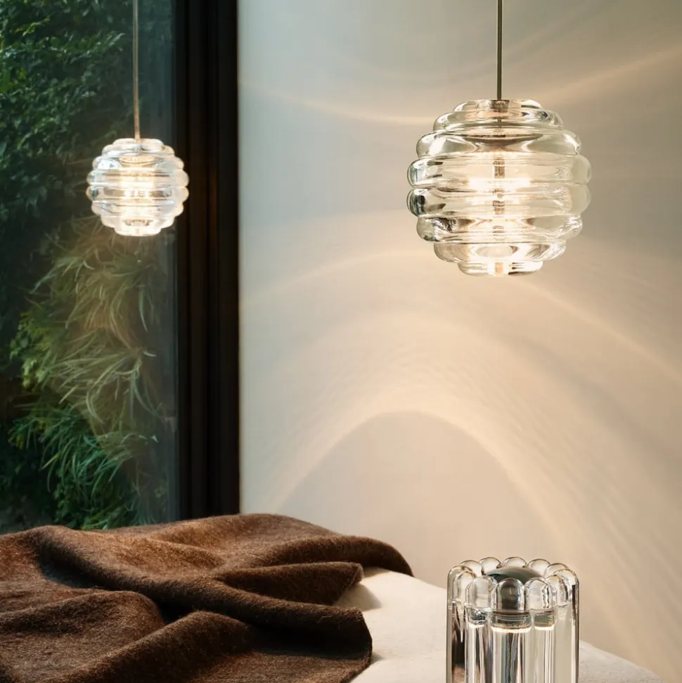 Tom Dixon LED-hængelampe Press Sphere, klar, Ø 14 cm, 927