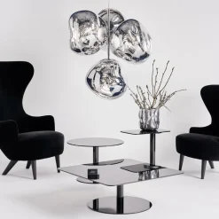 Tom Dixon LED-lysekrone Melt Chandelier, kromfarvet