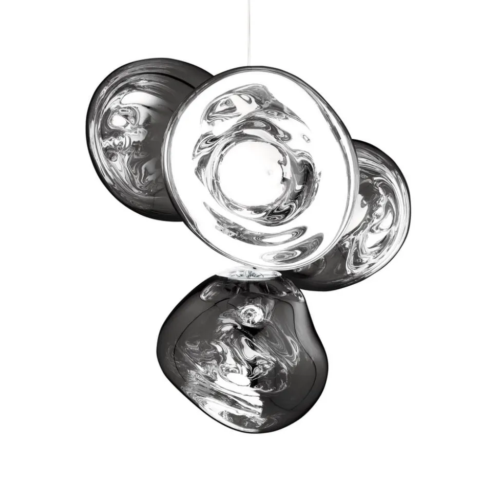 Tom Dixon LED-lysekrone Melt Chandelier, røggrå