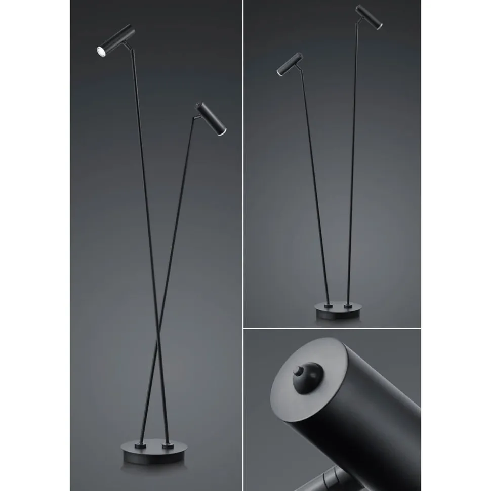 Tom LED-gulvlampe, 2 lyskilder, sort