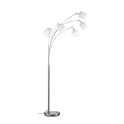 Tommy gulvlampe, nikkel/hvid, højde 200 cm, 5-lys, stof