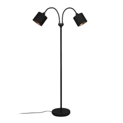 Tommy gulvlampe, sort/guld, højde 130 cm, 2-lys stof