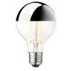 topforspejlet LED-pære Globe 80, sølv, E27, 3,5 W, 2.700 K