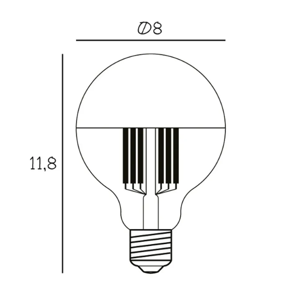 topforspejlet LED-pære Globe 80, sølv, E27, 3,5 W, 2.700 K