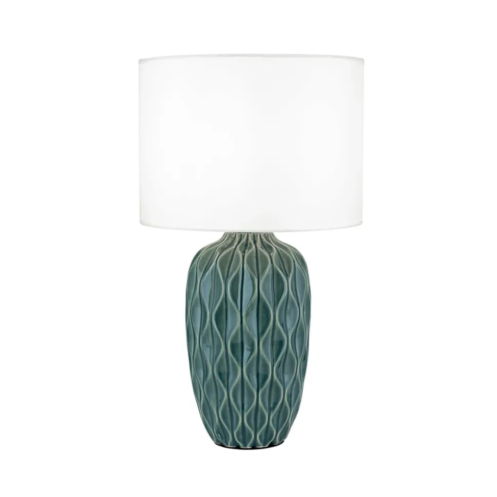 Tortuga bordlampe, grøn/hvid, højde 49,5 cm, keramik/lin